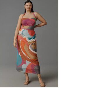 Anthropologie Multicolor Swirl Midi Dress